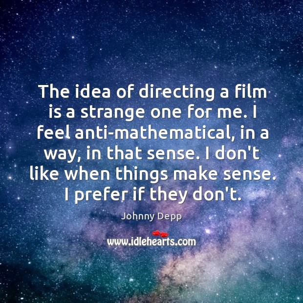 The idea of directing a film is a strange one for me. Johnny Depp Picture Quote