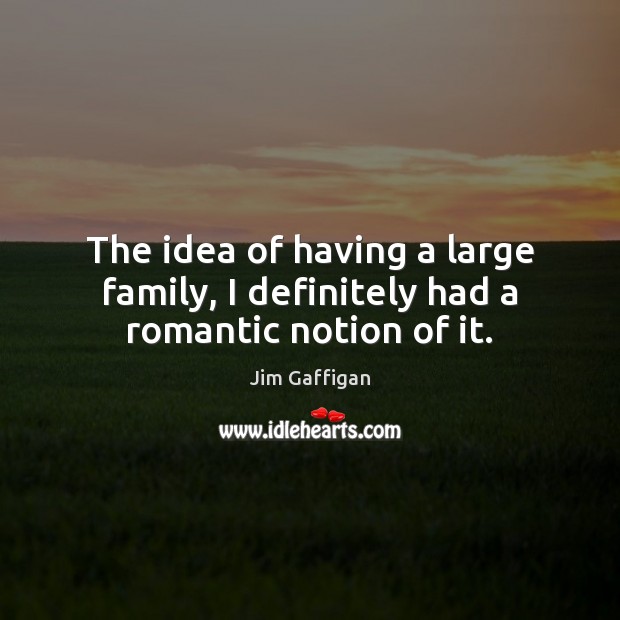 The idea of having a large family, I definitely had a romantic notion of it. Jim Gaffigan Picture Quote