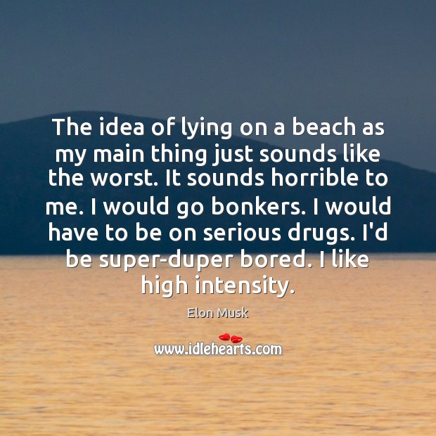 The idea of lying on a beach as my main thing just Elon Musk Picture Quote
