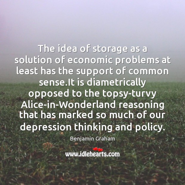 The idea of storage as a solution of economic problems at least Benjamin Graham Picture Quote