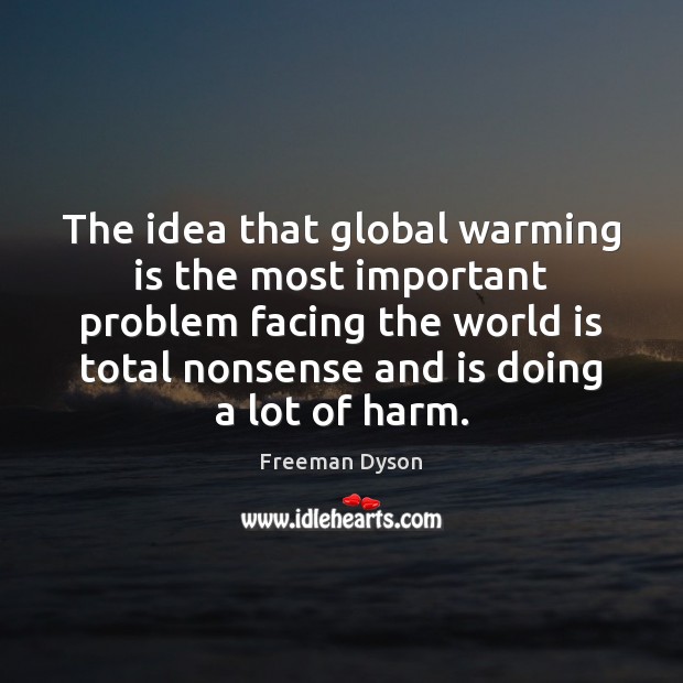 The idea that global warming is the most important problem facing the Freeman Dyson Picture Quote