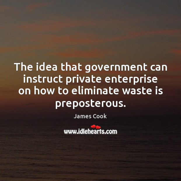The idea that government can instruct private enterprise on how to eliminate James Cook Picture Quote