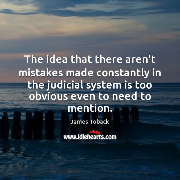 The idea that there aren’t mistakes made constantly in the judicial system James Toback Picture Quote