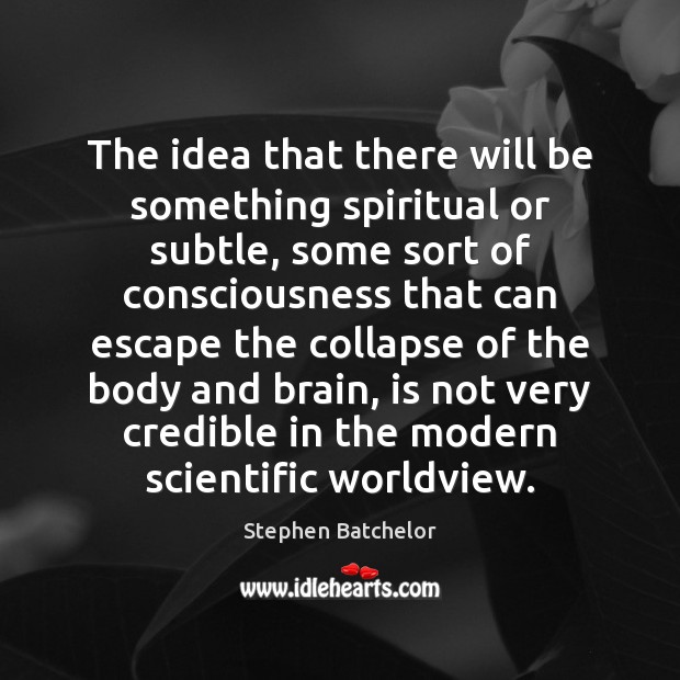 The idea that there will be something spiritual or subtle, some sort Stephen Batchelor Picture Quote