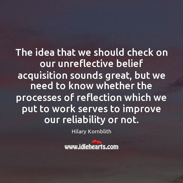 The idea that we should check on our unreflective belief acquisition sounds Hilary Kornblith Picture Quote