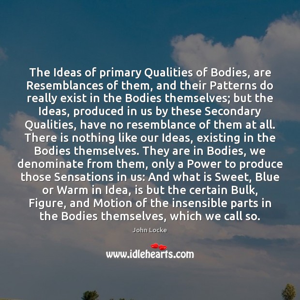 The Ideas of primary Qualities of Bodies, are Resemblances of them, and Image