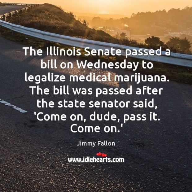 The Illinois Senate passed a bill on Wednesday to legalize medical marijuana. Jimmy Fallon Picture Quote