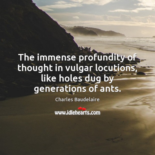 The immense profundity of thought in vulgar locutions, like holes dug by Charles Baudelaire Picture Quote