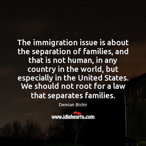 The immigration issue is about the separation of families, and that is Demian Bichir Picture Quote