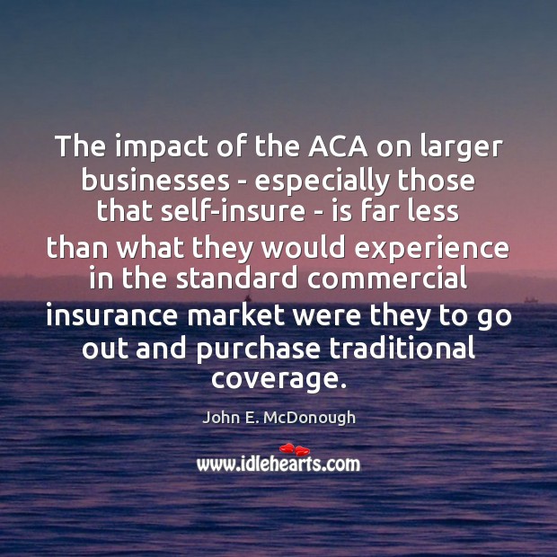 The impact of the ACA on larger businesses – especially those that John E. McDonough Picture Quote