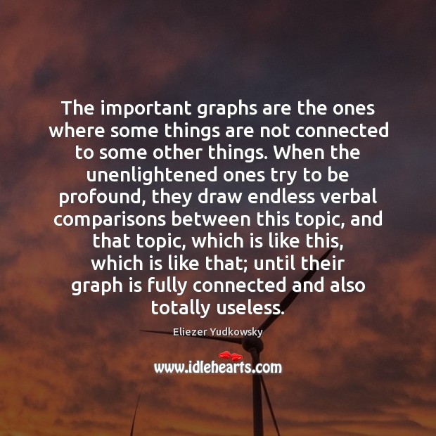 The important graphs are the ones where some things are not connected Eliezer Yudkowsky Picture Quote