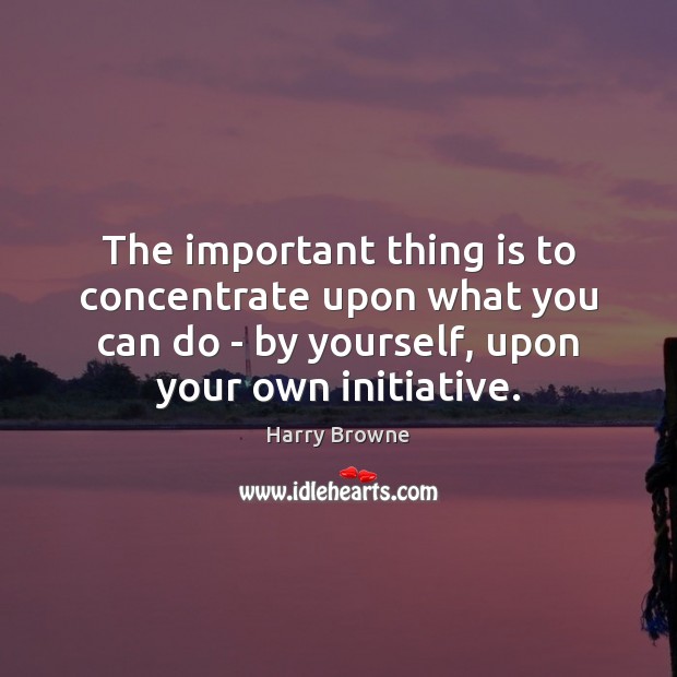 The important thing is to concentrate upon what you can do – Harry Browne Picture Quote