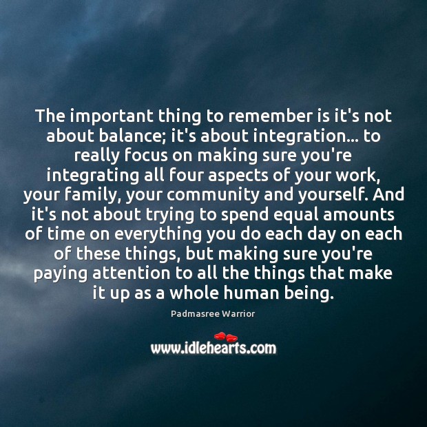 The important thing to remember is it’s not about balance; it’s about Image
