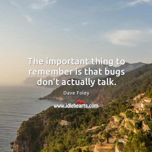 The important thing to remember is that bugs don’t actually talk. Dave Foley Picture Quote