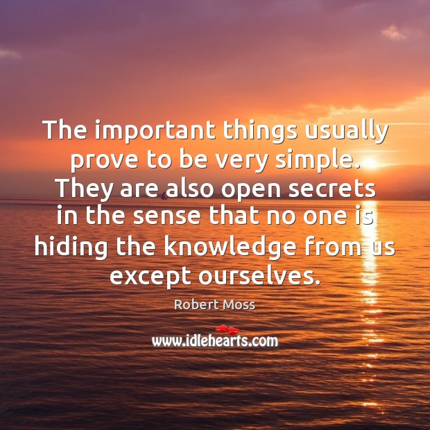 The important things usually prove to be very simple. They are also Image