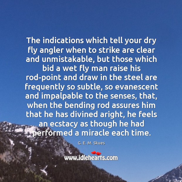The indications which tell your dry fly angler when to strike are G. E. M. Skues Picture Quote