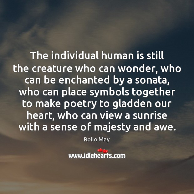 The individual human is still the creature who can wonder, who can Rollo May Picture Quote
