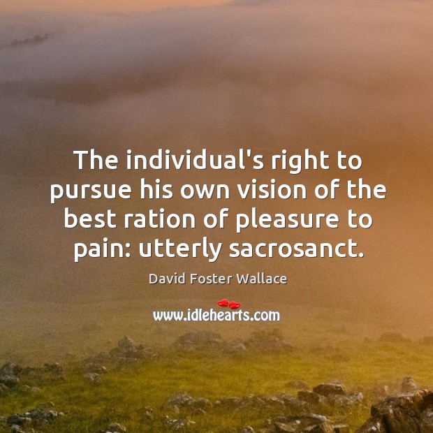 The individual’s right to pursue his own vision of the best ration David Foster Wallace Picture Quote