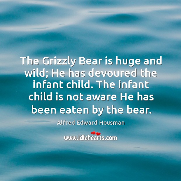 The infant child is not aware he has been eaten by the bear. Image