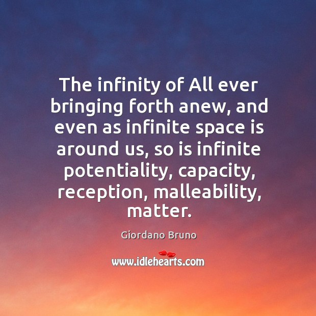 The infinity of All ever bringing forth anew, and even as infinite Image