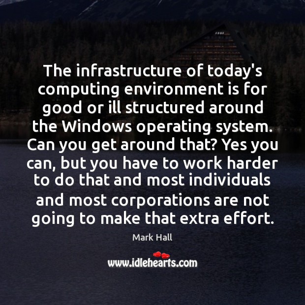 The infrastructure of today’s computing environment is for good or ill structured Mark Hall Picture Quote