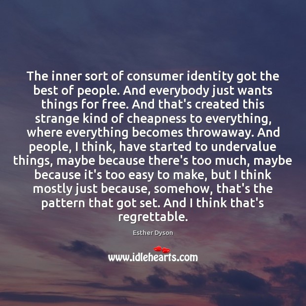 The inner sort of consumer identity got the best of people. And Esther Dyson Picture Quote