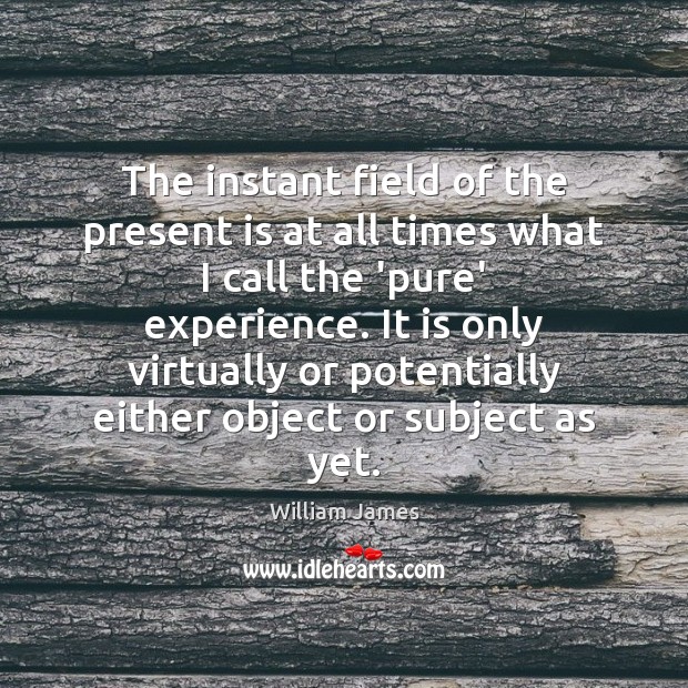 The instant field of the present is at all times what I William James Picture Quote