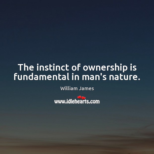 The instinct of ownership is fundamental in man’s nature. William James Picture Quote