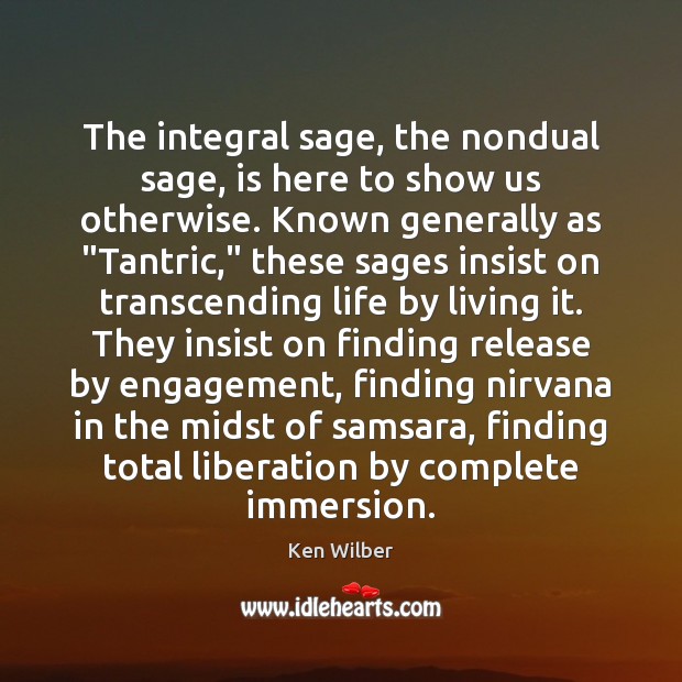The integral sage, the nondual sage, is here to show us otherwise. Image