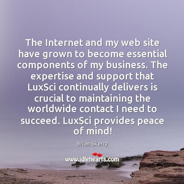 The Internet and my web site have grown to become essential components Image