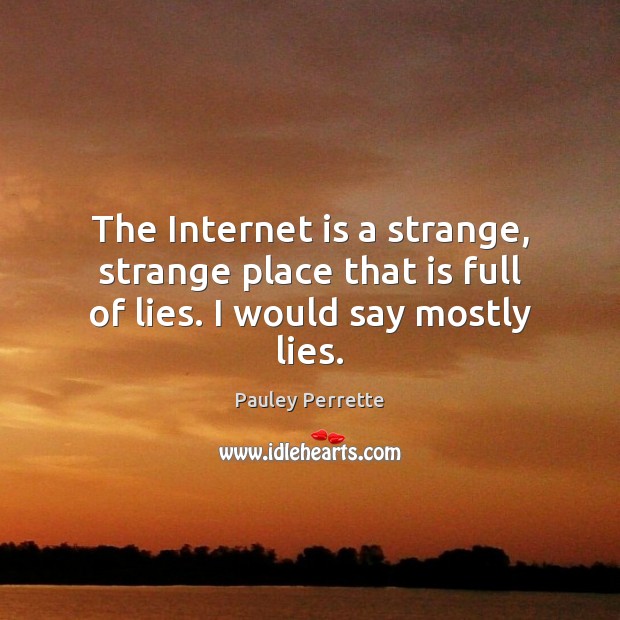 The Internet is a strange, strange place that is full of lies. I would say mostly lies. Pauley Perrette Picture Quote