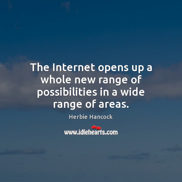 The Internet opens up a whole new range of possibilities in a wide range of areas. Herbie Hancock Picture Quote