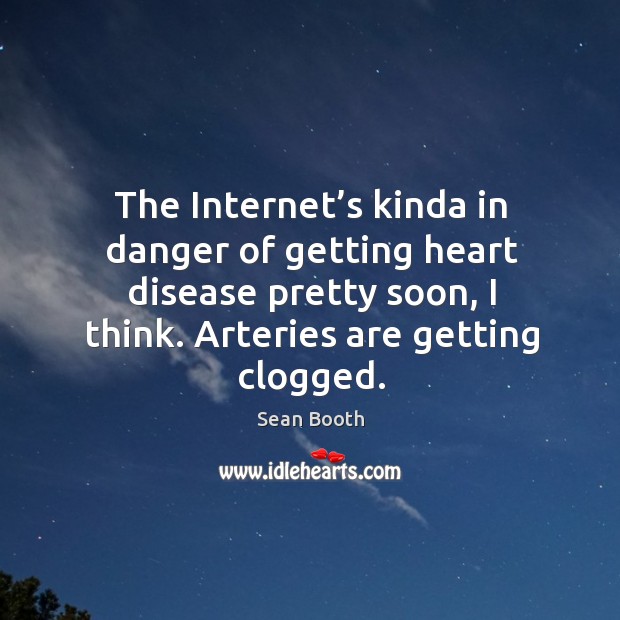 The internet’s kinda in danger of getting heart disease pretty soon, I think. Arteries are getting clogged. Sean Booth Picture Quote
