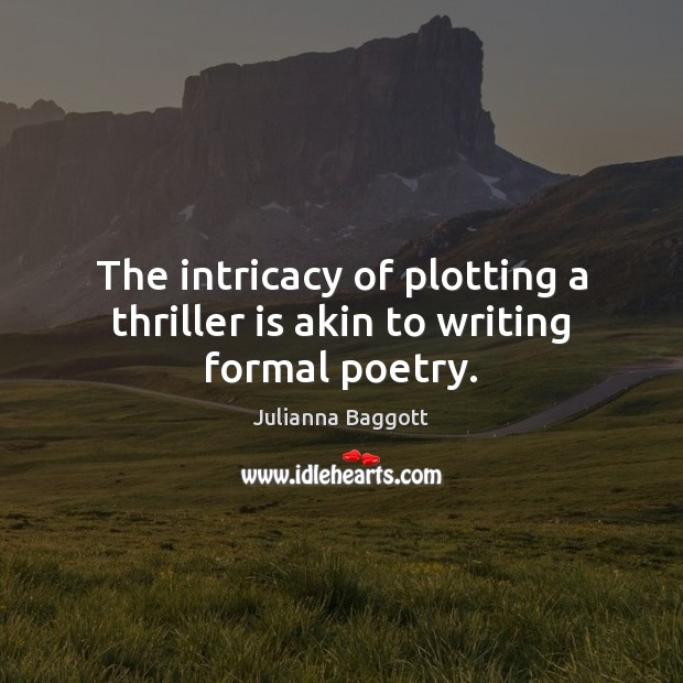 The intricacy of plotting a thriller is akin to writing formal poetry. Julianna Baggott Picture Quote