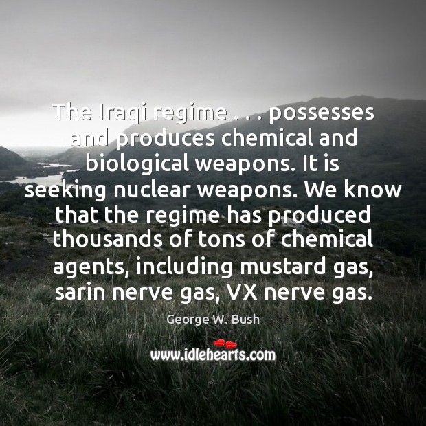 The Iraqi regime . . . possesses and produces chemical and biological weapons. It is 