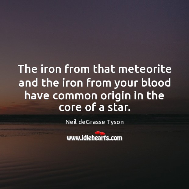 The iron from that meteorite and the iron from your blood have Image
