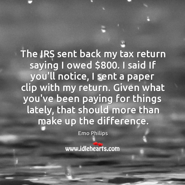 The IRS sent back my tax return saying I owed $800. I said Image
