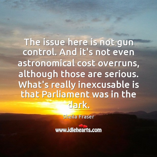 The issue here is not gun control. And it’s not even astronomical Sheila Fraser Picture Quote