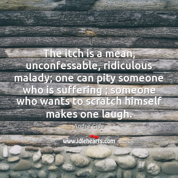 The itch is a mean, unconfessable, ridiculous malady; one can pity someone Andre Gide Picture Quote
