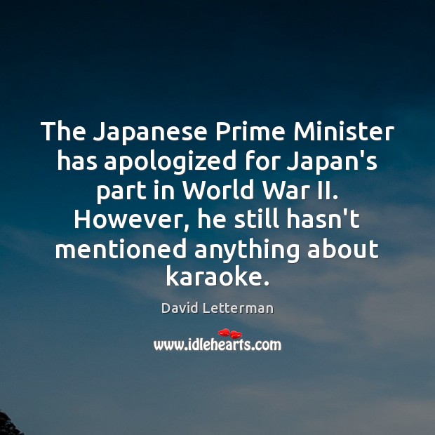 The Japanese Prime Minister has apologized for Japan’s part in World War Image