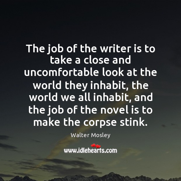 The job of the writer is to take a close and uncomfortable Image