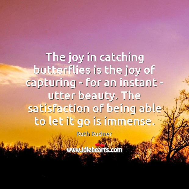 The joy in catching butterflies is the joy of capturing – for Ruth Rudner Picture Quote