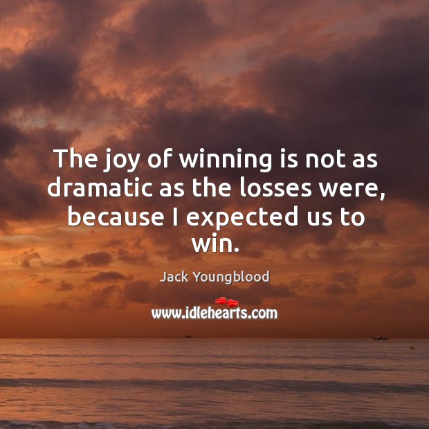 The joy of winning is not as dramatic as the losses were, because I expected us to win. Image