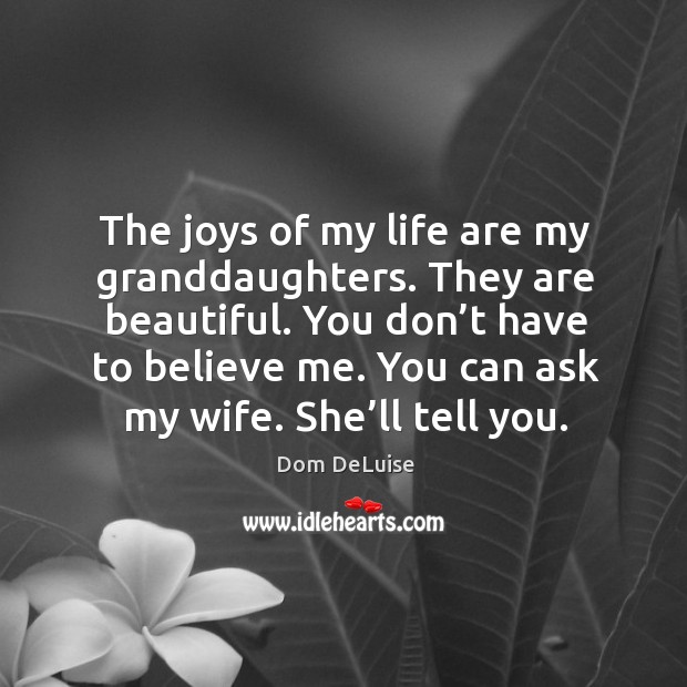 The joys of my life are my granddaughters. They are beautiful. You don’t have to believe me. Dom DeLuise Picture Quote