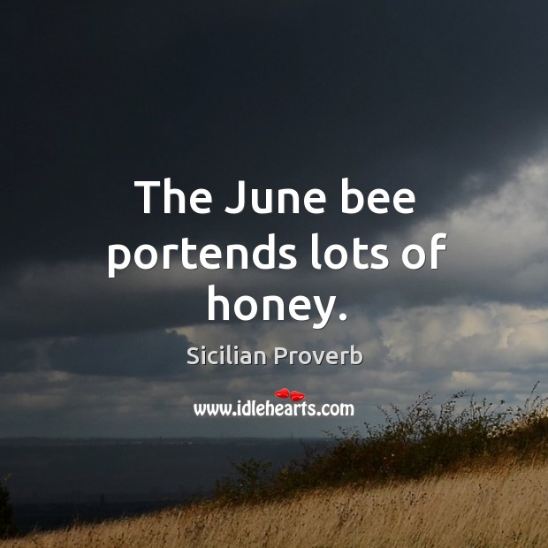 The june bee portends lots of honey. Sicilian Proverbs Image