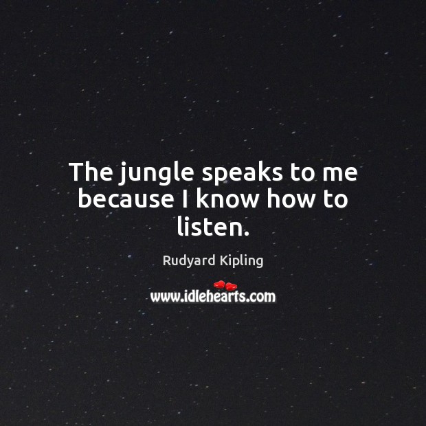 The jungle speaks to me because I know how to listen. Image
