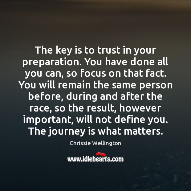 The key is to trust in your preparation. You have done all Image