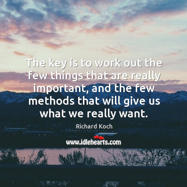 The key is to work out the few things that are really Richard Koch Picture Quote