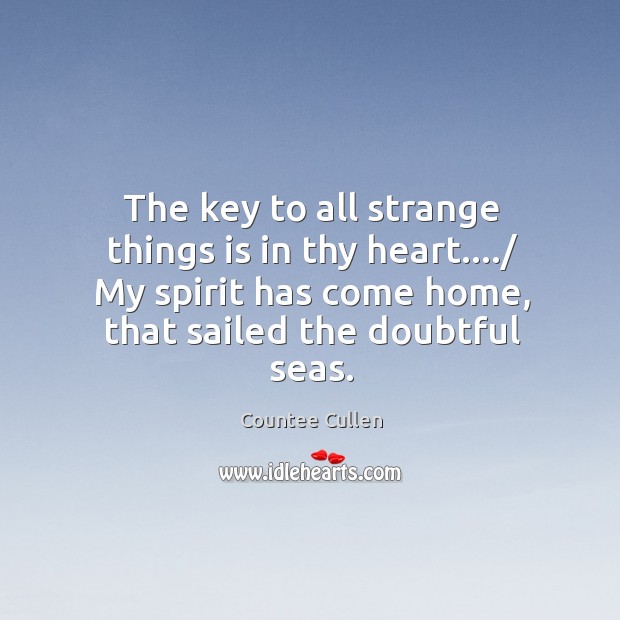 The key to all strange things is in thy heart…./ My spirit Countee Cullen Picture Quote