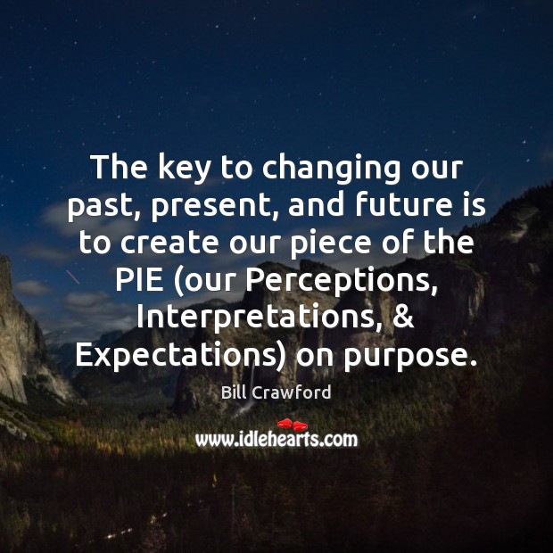 The key to changing our past, present, and future is to create Bill Crawford Picture Quote